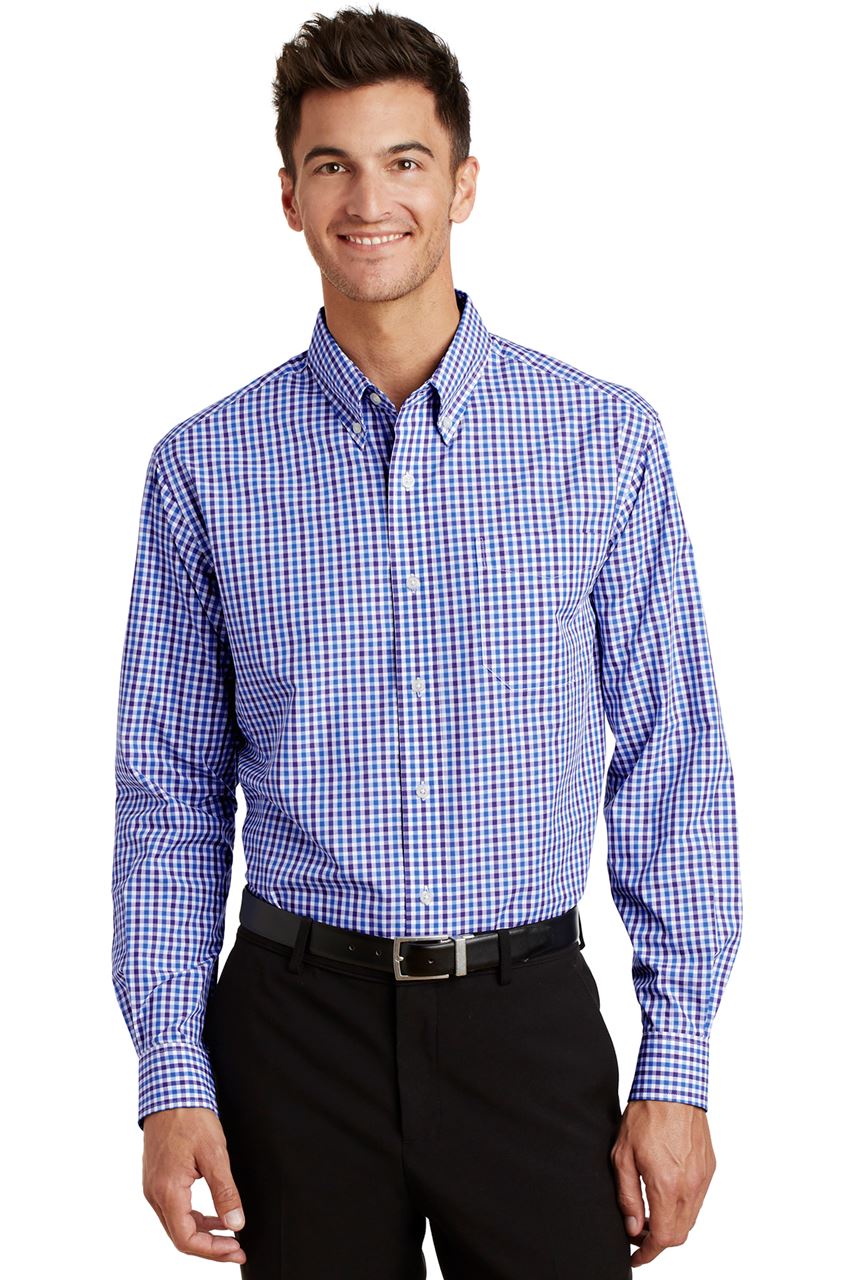 GearUpTLS. S654 LONG SLEEVE GINGHAM EASY CARE SHIRT PORT AUTHORITY